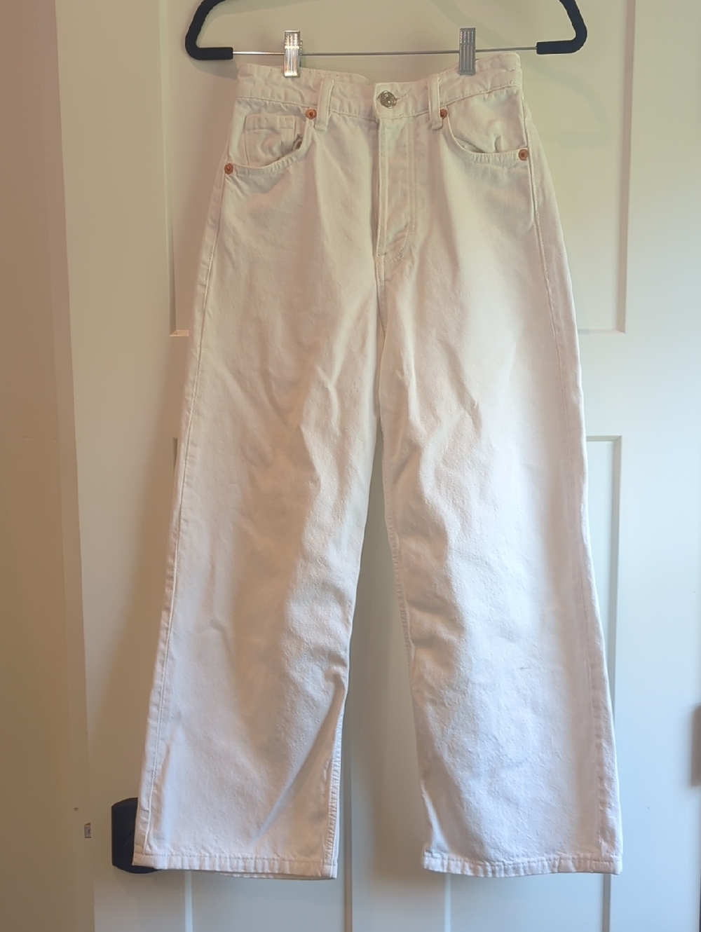 Zara White Wide-Leg High-Rise Jeans